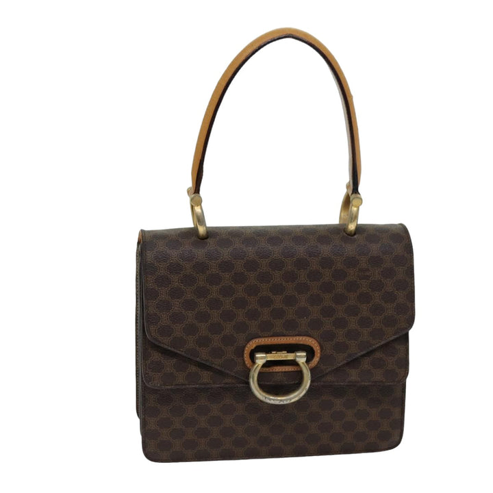 Celine Macadam Canvas Hand Bag PVC Brown Auth 76088