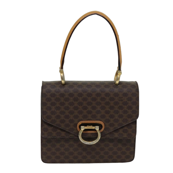 Celine Macadam Canvas Hand Bag PVC Brown Auth 76088