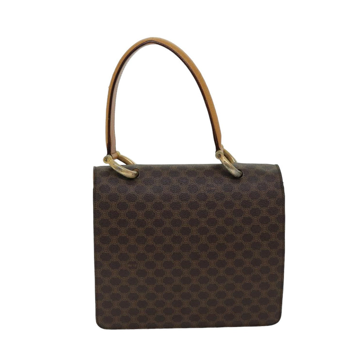 Celine Macadam Canvas Hand Bag PVC Brown Auth 76088