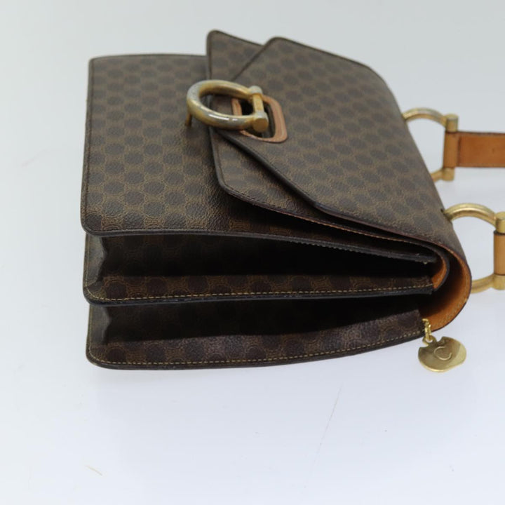 Celine Macadam Canvas Hand Bag PVC Brown Auth 76088