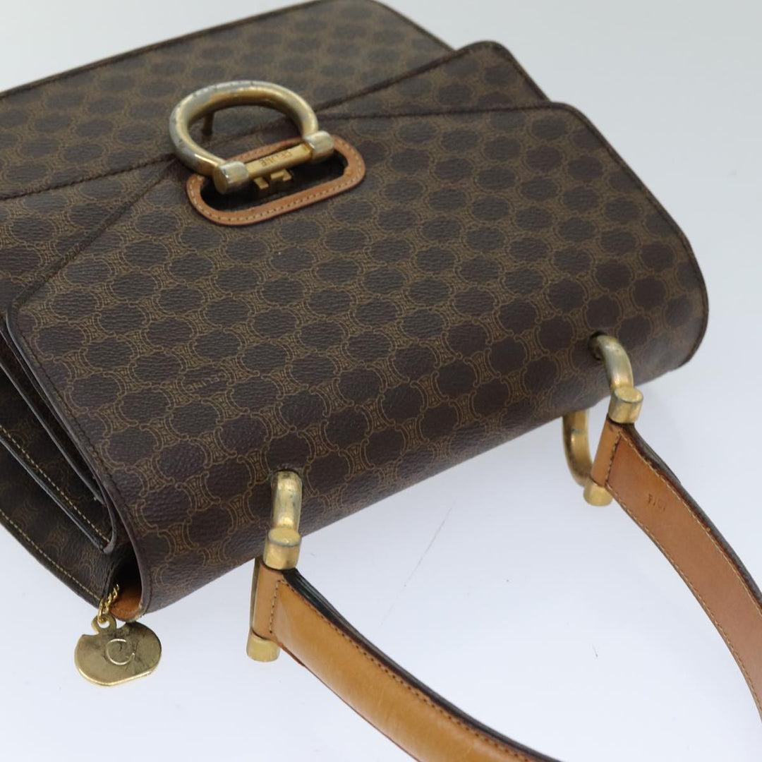 Celine Macadam Canvas Hand Bag PVC Brown Auth 76088