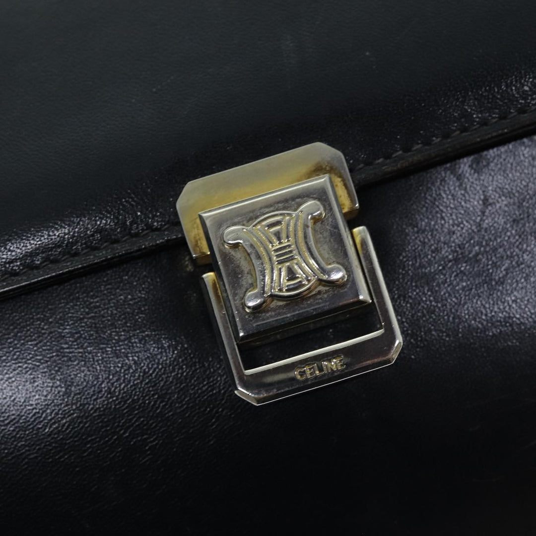 Celine Hand Bag Leather Navy  76089