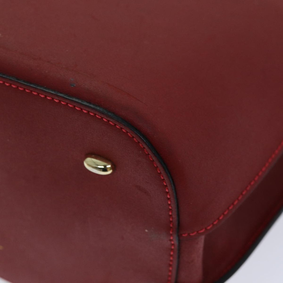Celine Hand Bag Leather Red Auth 76090
