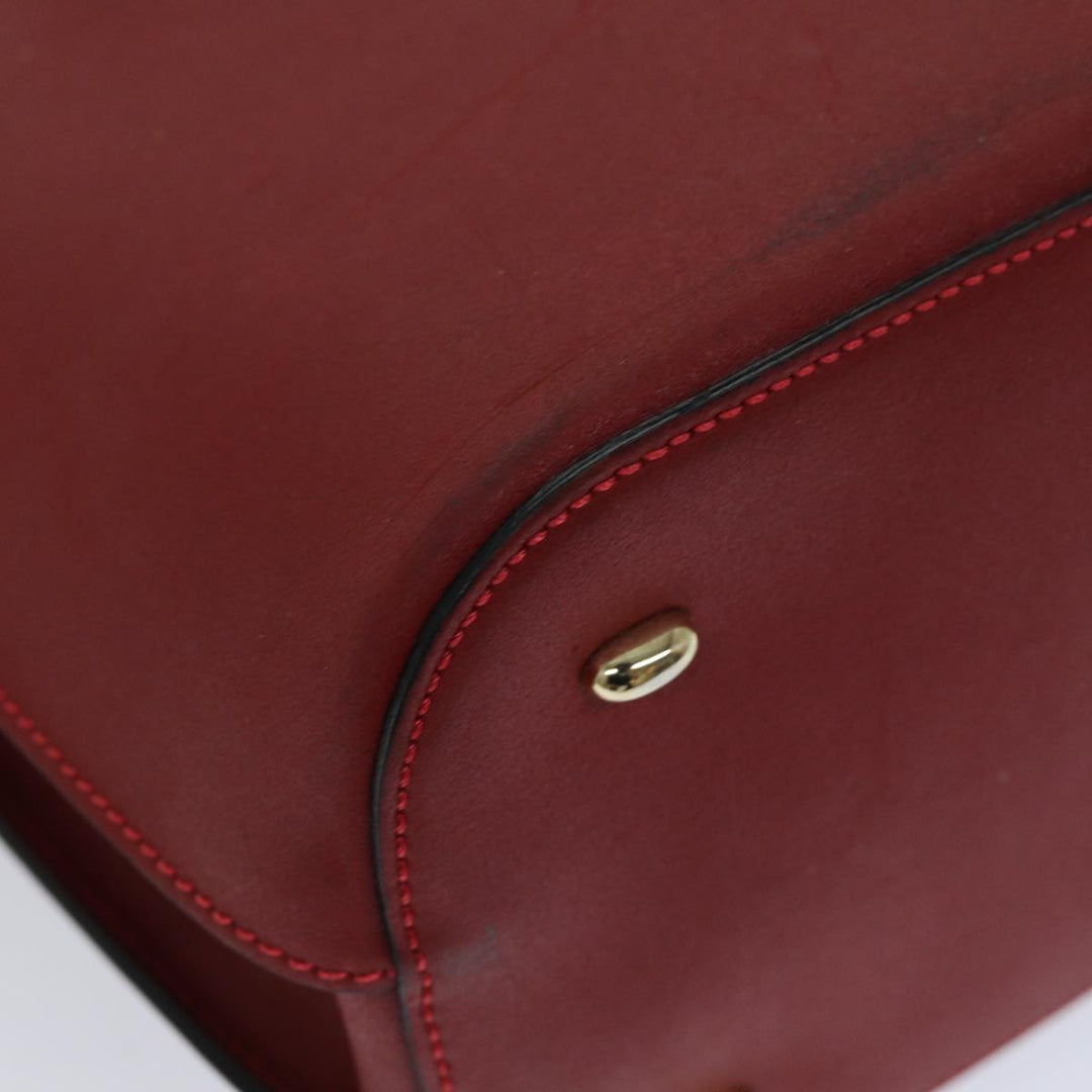 Celine Hand Bag Leather Red Auth 76090