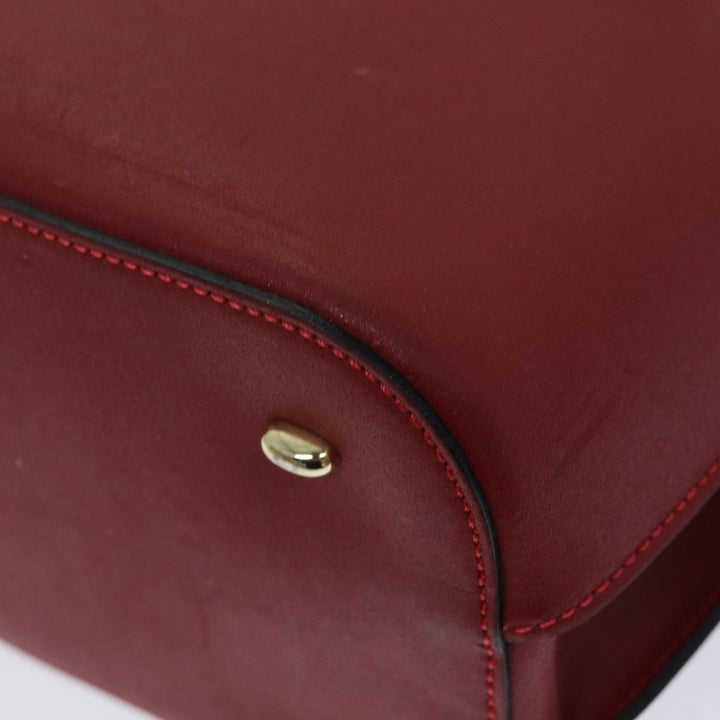 Celine Hand Bag Leather Red Auth 76090