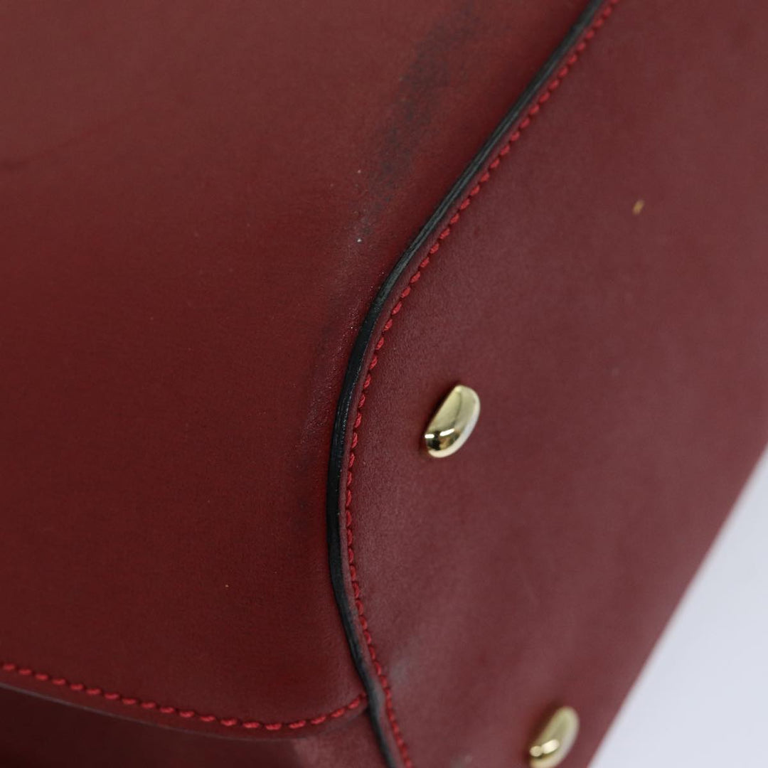Celine Hand Bag Leather Red Auth 76090