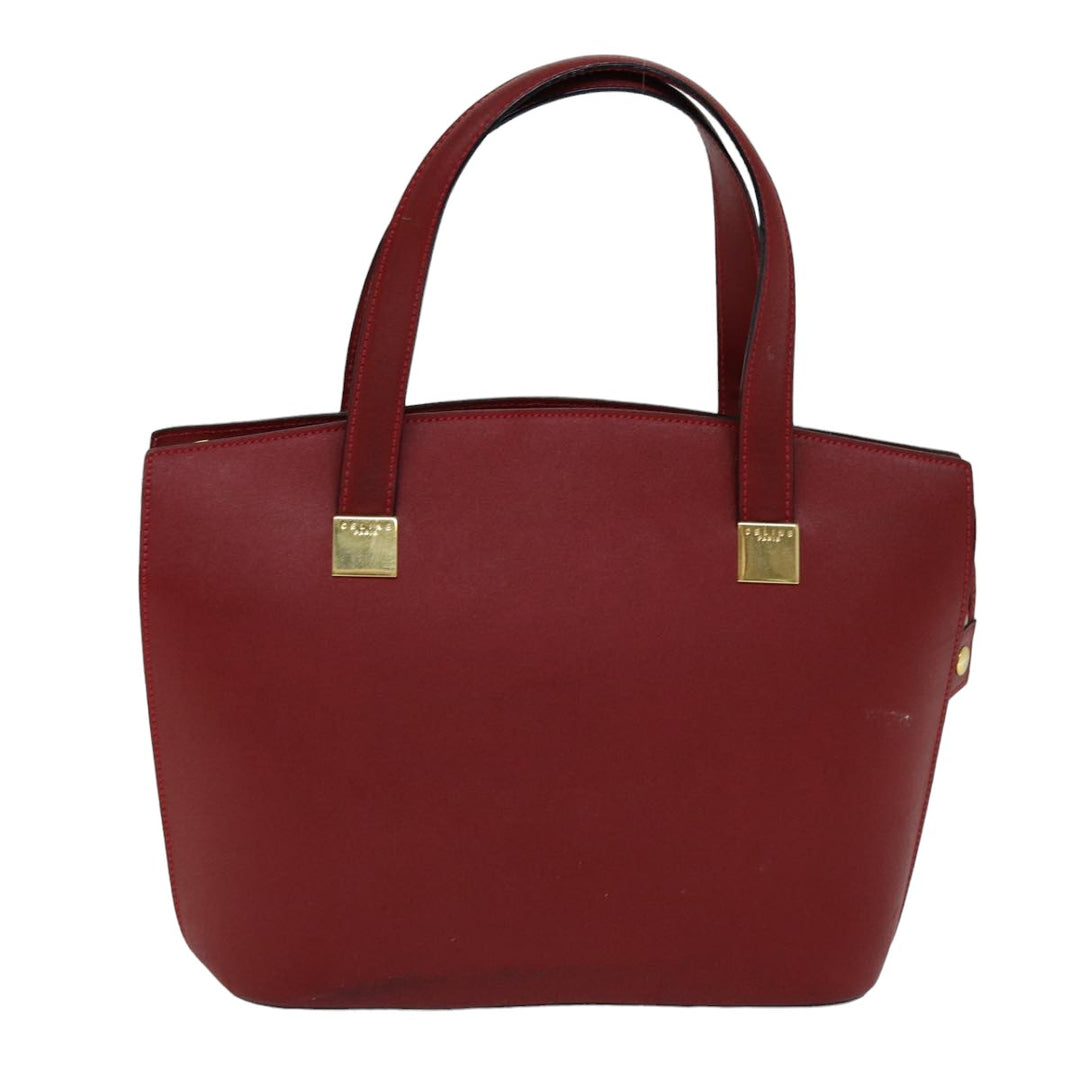 Celine Hand Bag Leather Red Auth 76090