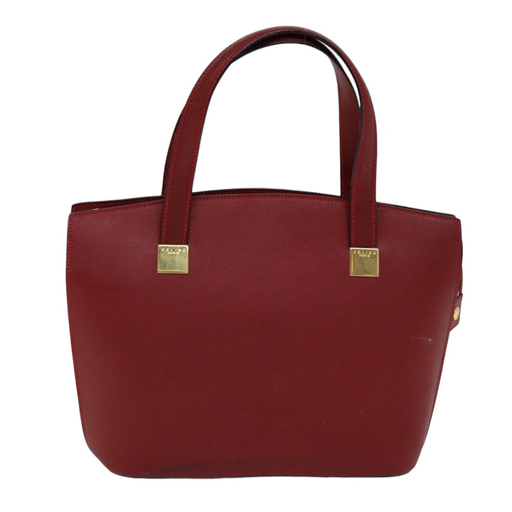 Celine Hand Bag Leather Red Auth 76090