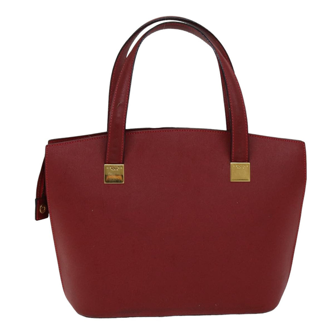 Celine Hand Bag Leather Red Auth 76090