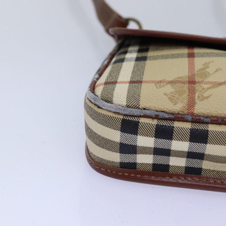 BurberrySs Nova Check Shoulder Bag PVC Leather Beige Auth 76100