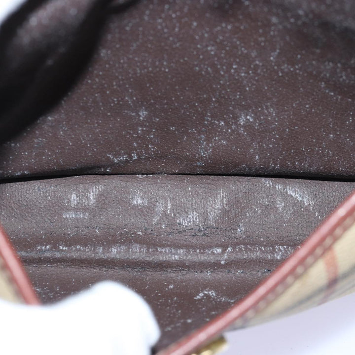 BurberrySs Nova Check Shoulder Bag PVC Leather Beige Auth 76100