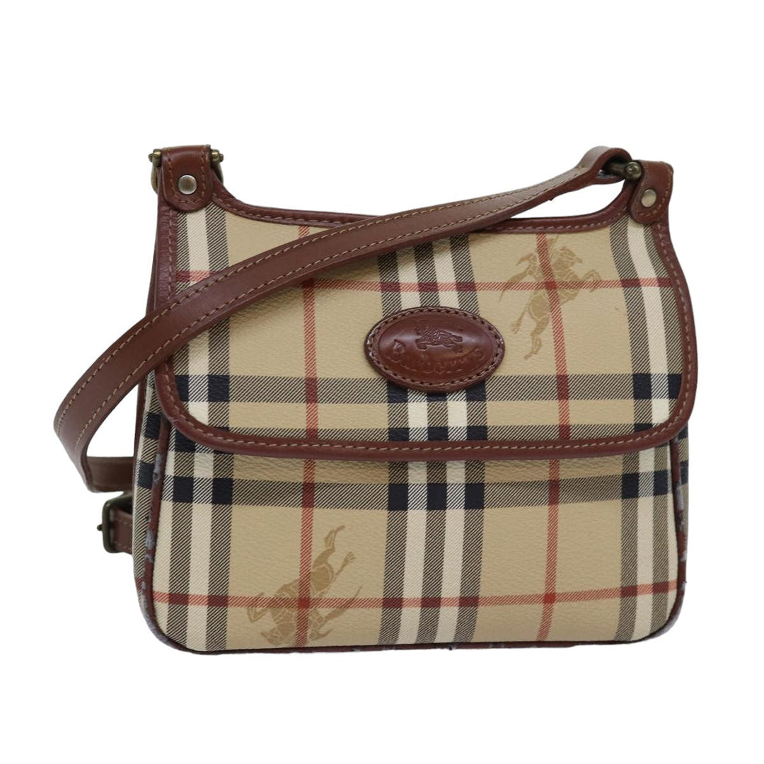BurberrySs Nova Check Shoulder Bag PVC Leather Beige Auth 76100