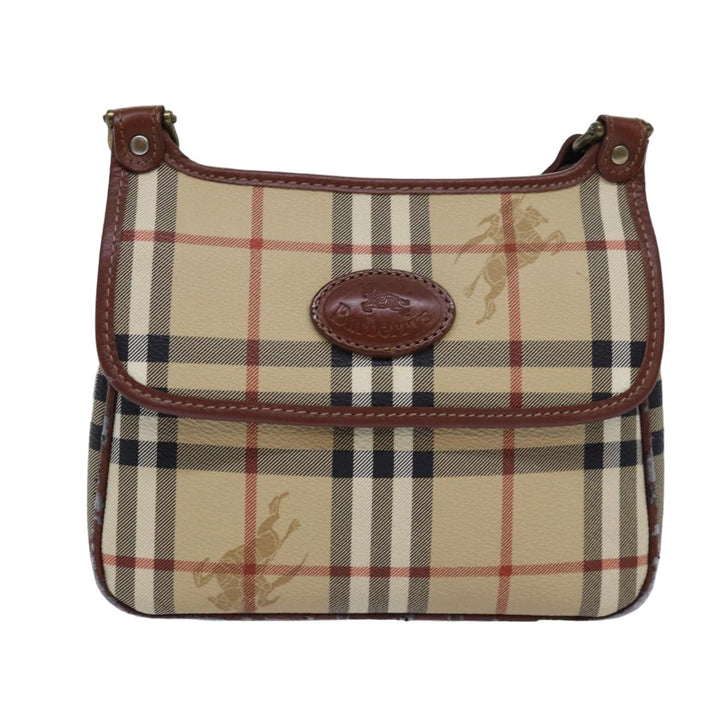 BurberrySs Nova Check Shoulder Bag PVC Leather Beige Auth 76100