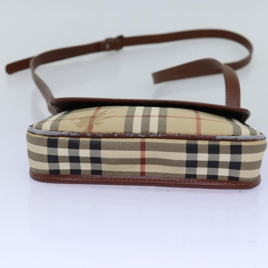 BurberrySs Nova Check Shoulder Bag PVC Leather Beige Auth 76100