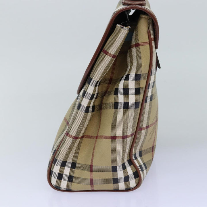BurberrySs Nova Check Hand Bag PVC Leather 2way Beige Auth 76101