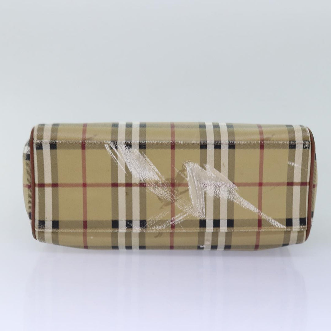 BurberrySs Nova Check Hand Bag PVC Leather 2way Beige Auth 76101