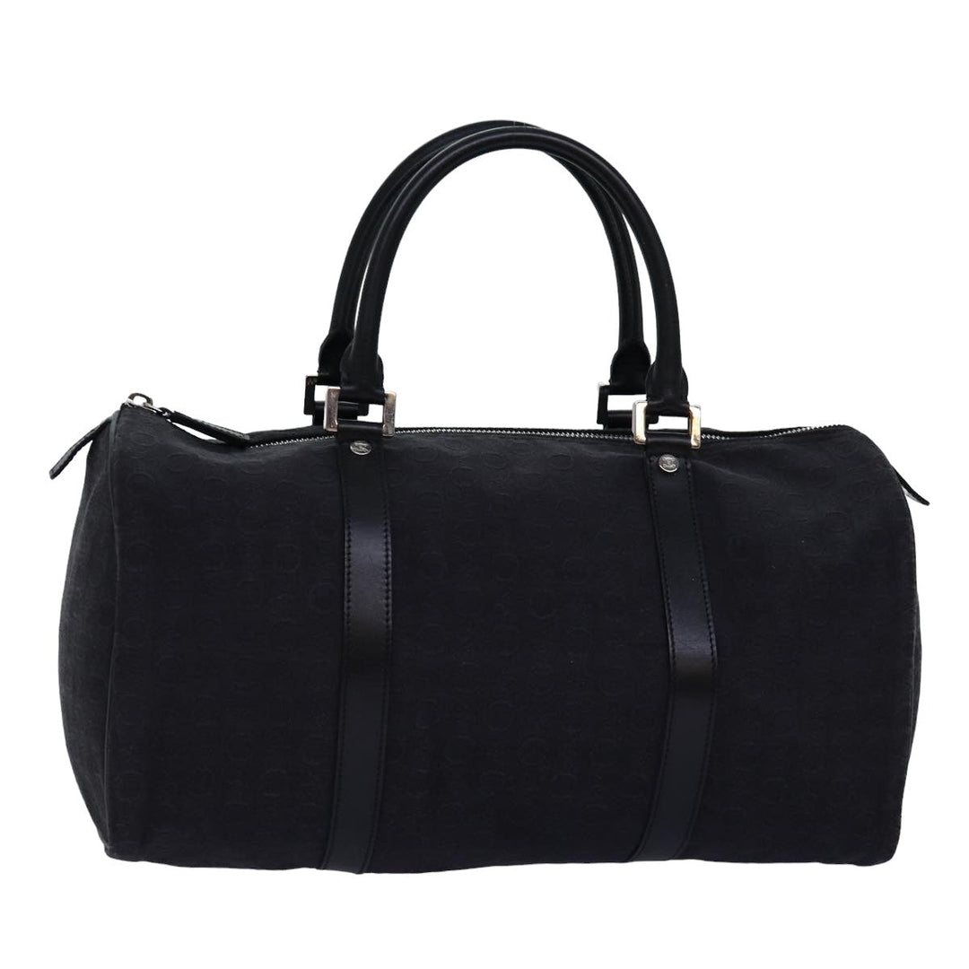Celine C Macadam Canvas Boston Bag Black Auth 76139