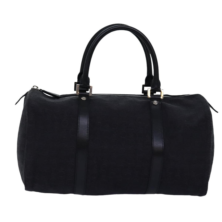 Celine C Macadam Canvas Boston Bag Black Auth 76139