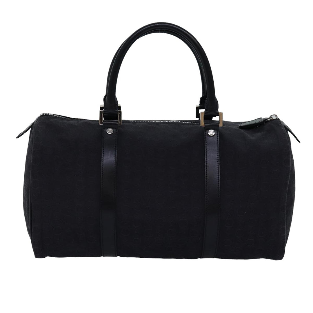 Celine C Macadam Canvas Boston Bag Black Auth 76139