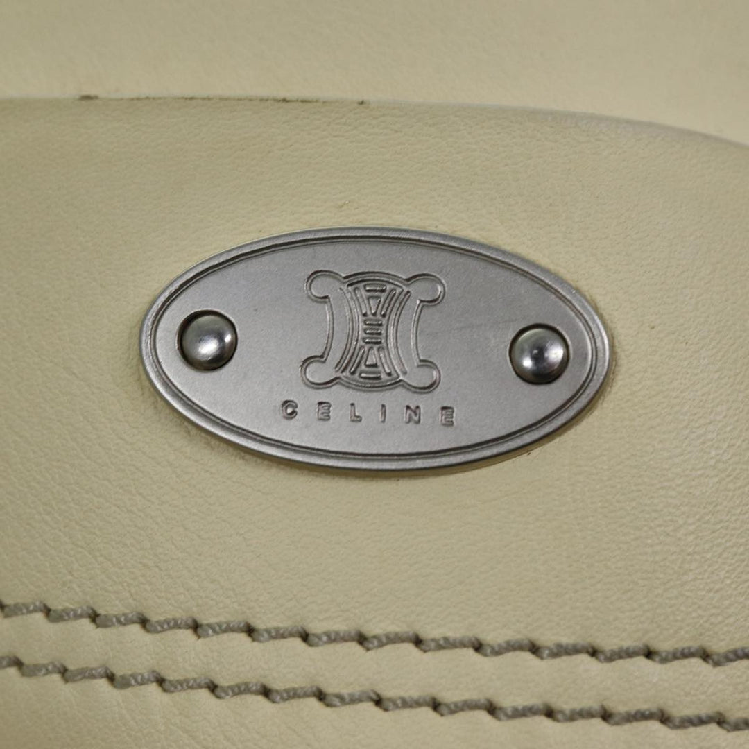 Celine Tote Bag Leather White Auth 76144