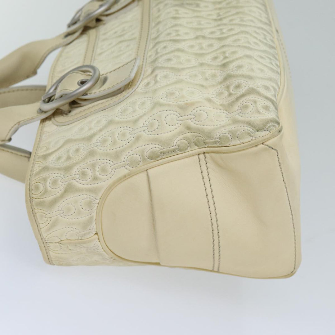 Celine Tote Bag Leather White Auth 76144