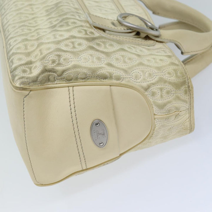 Celine Tote Bag Leather White Auth 76144