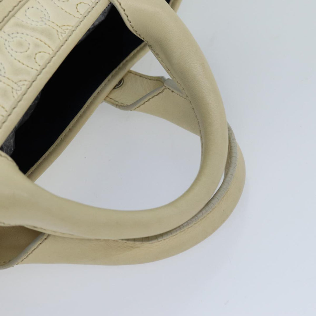 Celine Tote Bag Leather White Auth 76144