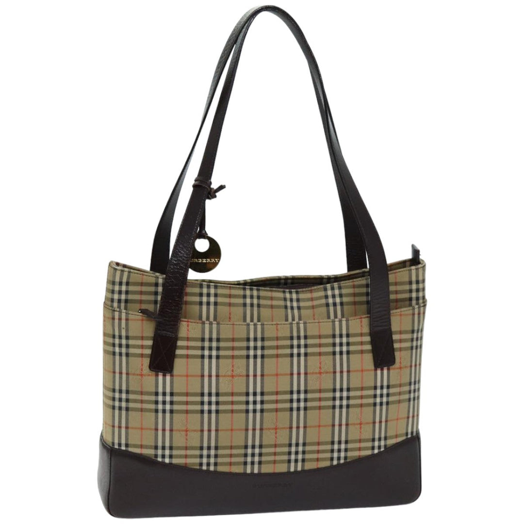 Burberry Nova Check Tote Bag Canvas Beige Auth 76146