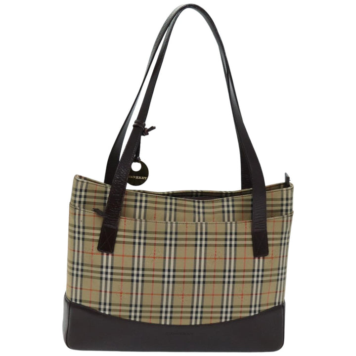 Burberry Nova Check Tote Bag Canvas Beige Auth 76146