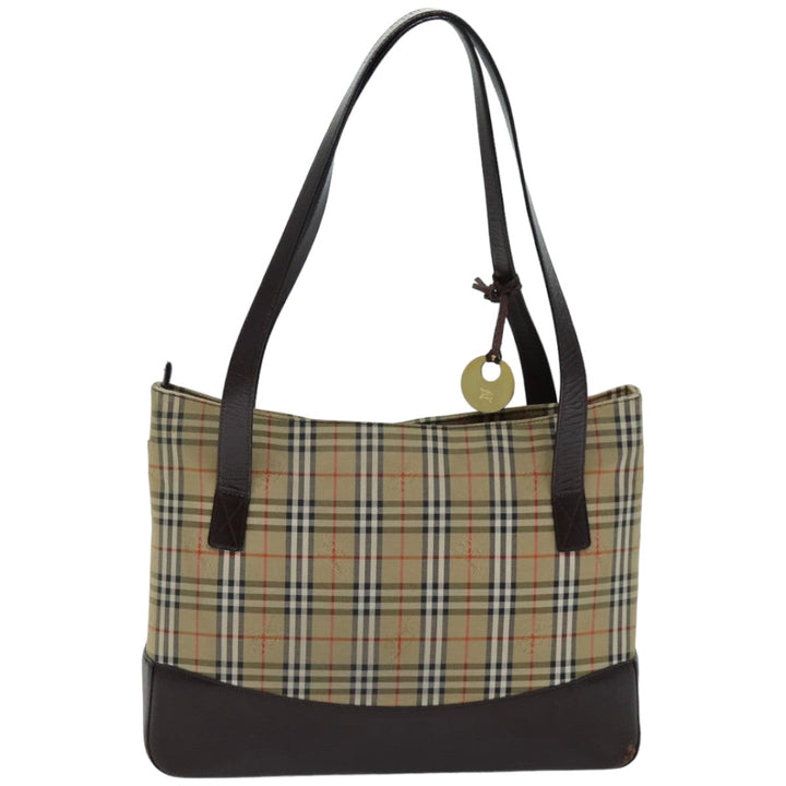 Burberry Nova Check Tote Bag Canvas Beige Auth 76146