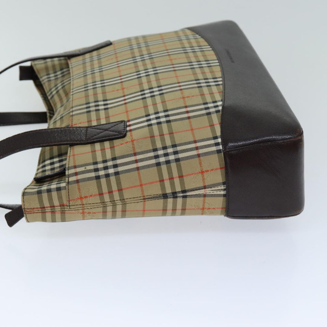 Burberry Nova Check Tote Bag Canvas Beige Auth 76146