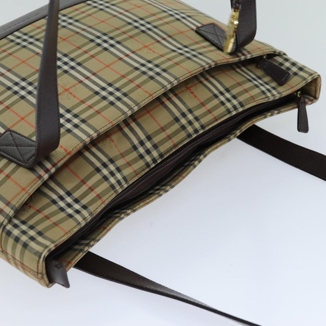 Burberry Nova Check Tote Bag Canvas Beige Auth 76146