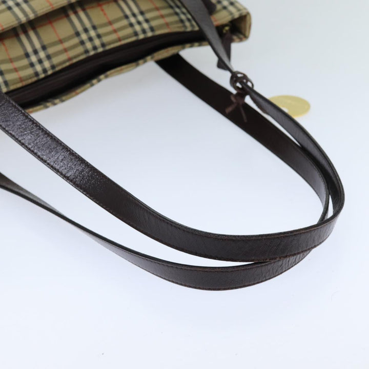 Burberry Nova Check Tote Bag Canvas Beige Auth 76146