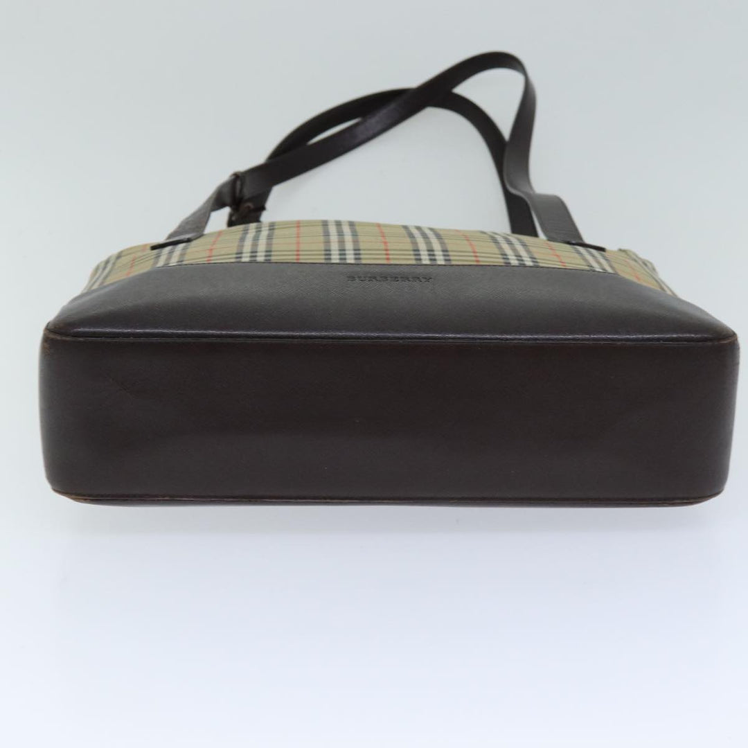 Burberry Nova Check Tote Bag Canvas Beige Auth 76146