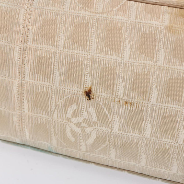 Chanel New Travel Line Tote Bag Nylon Beige CC Auth 76174