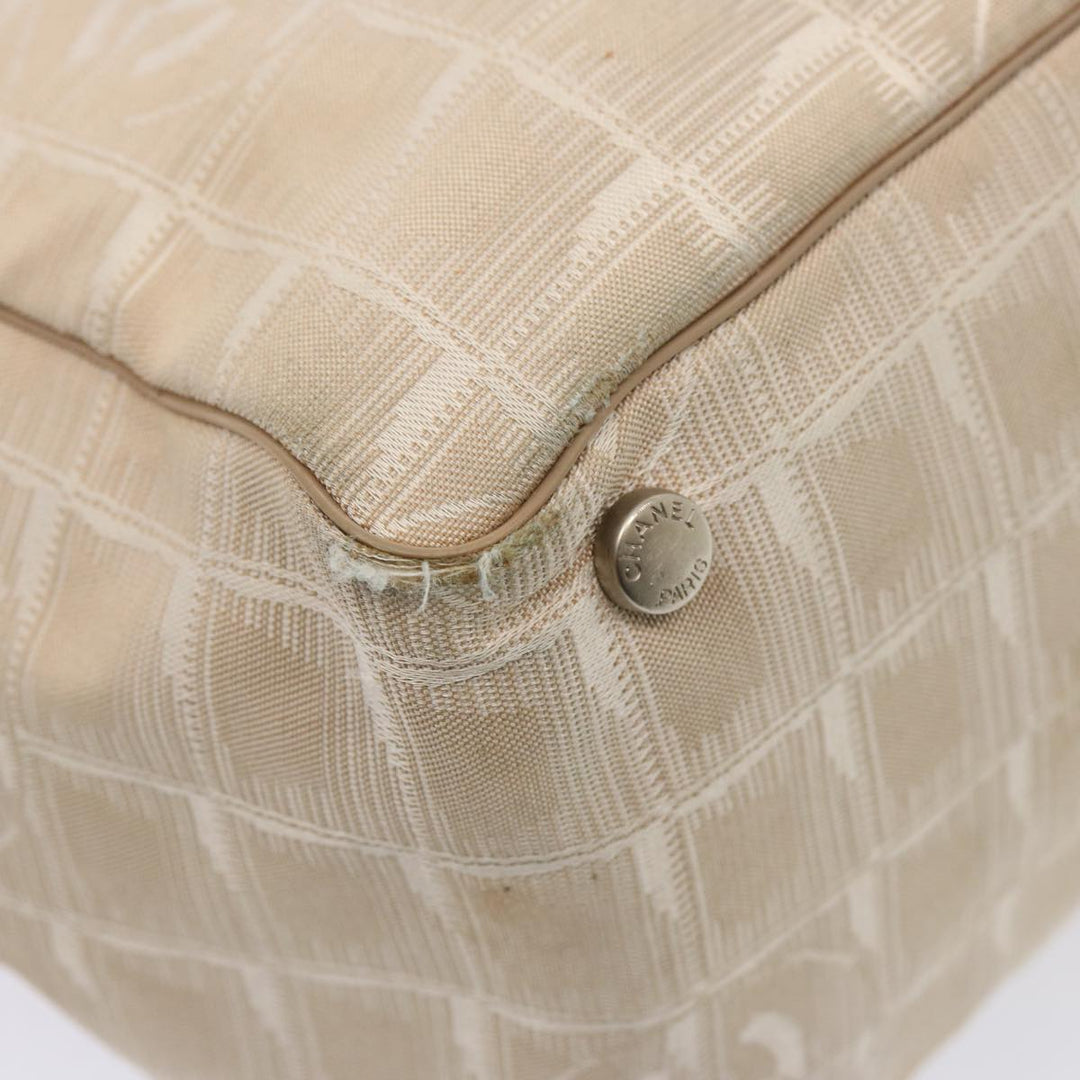 Chanel New Travel Line Tote Bag Nylon Beige CC Auth 76174