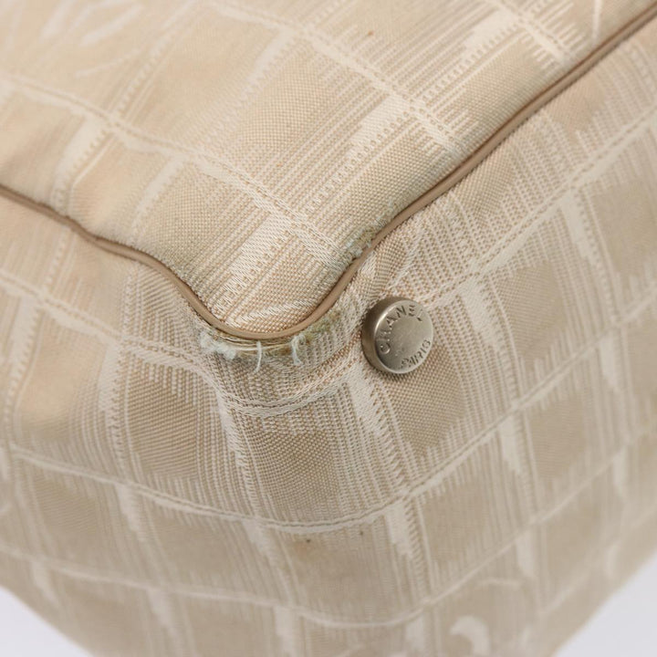 Chanel New Travel Line Tote Bag Nylon Beige CC Auth 76174