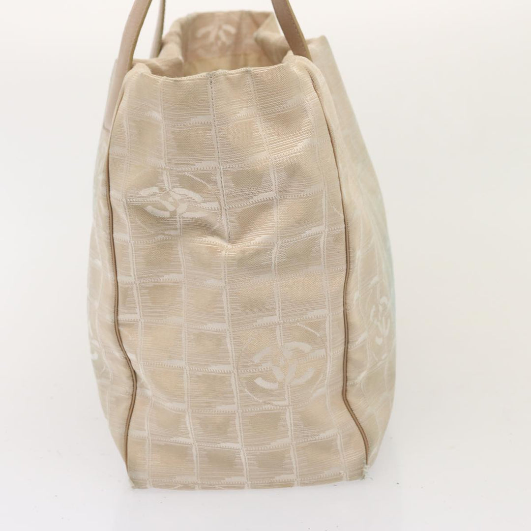 Chanel New Travel Line Tote Bag Nylon Beige CC Auth 76174