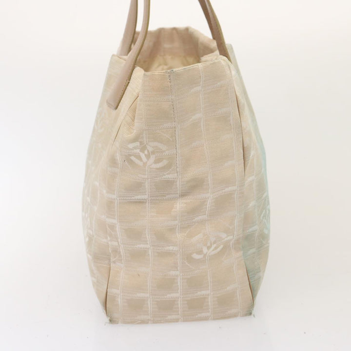 Chanel New Travel Line Tote Bag Nylon Beige CC Auth 76174