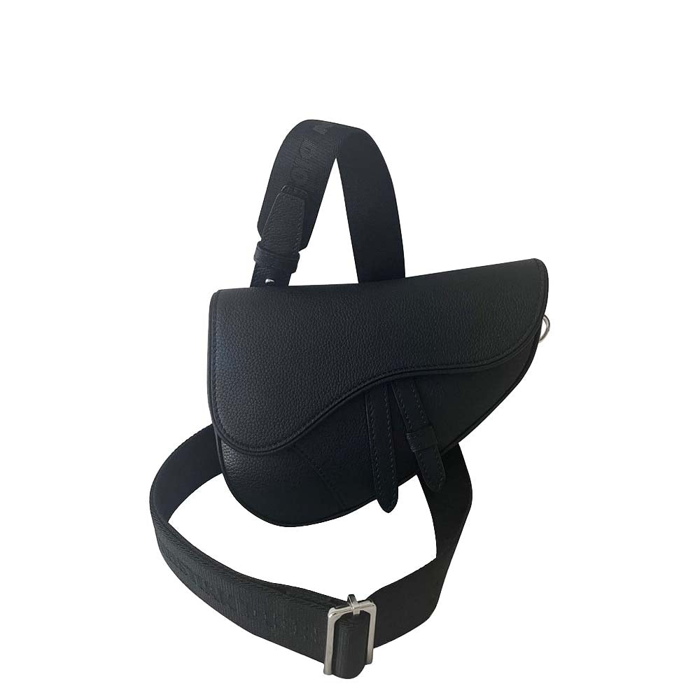 Top quality Dior Black Leather Mini Saddle Shoulder Bag