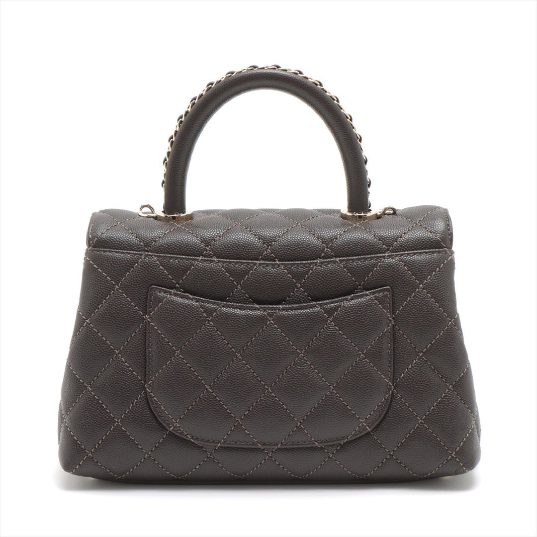 Top Quality Chanel Cocohandle Caviar S 2WAY Handbag Matrasse Brown Gold  IC Chip