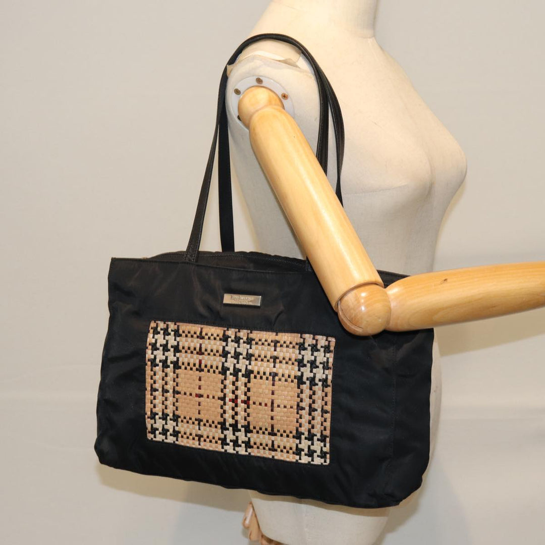 BurberrySs Tote Bag Nylon Black Auth 76211