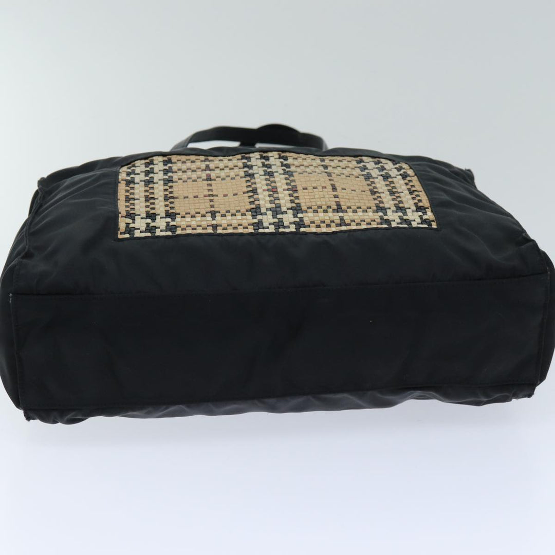 BurberrySs Tote Bag Nylon Black Auth 76211