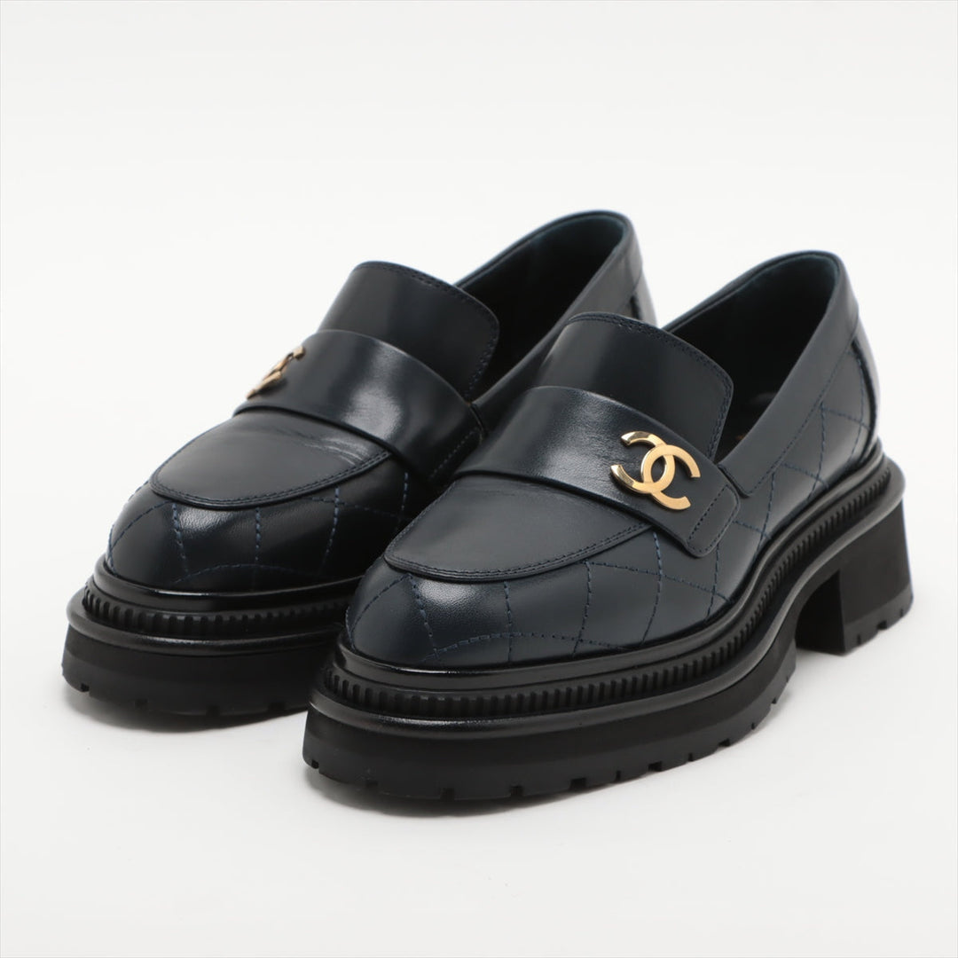 Top Quality Chanel Co.Mark 23A Leather  35C  Navy G45074 Matrasse Thick Bottom