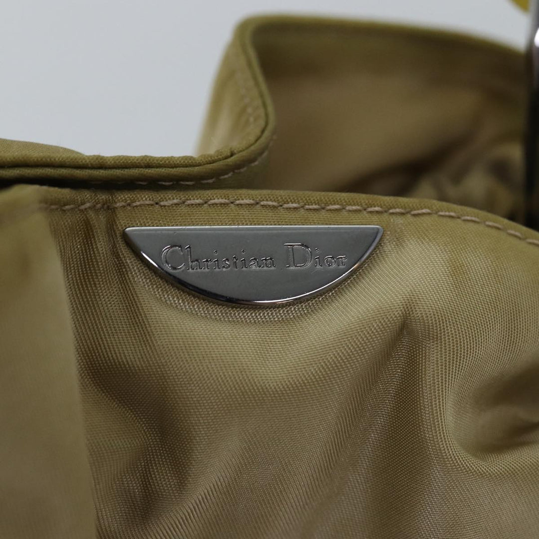CHRISTIAN Top quality Dior Maris Pearl Hand Bag Nylon Beige Auth 76363