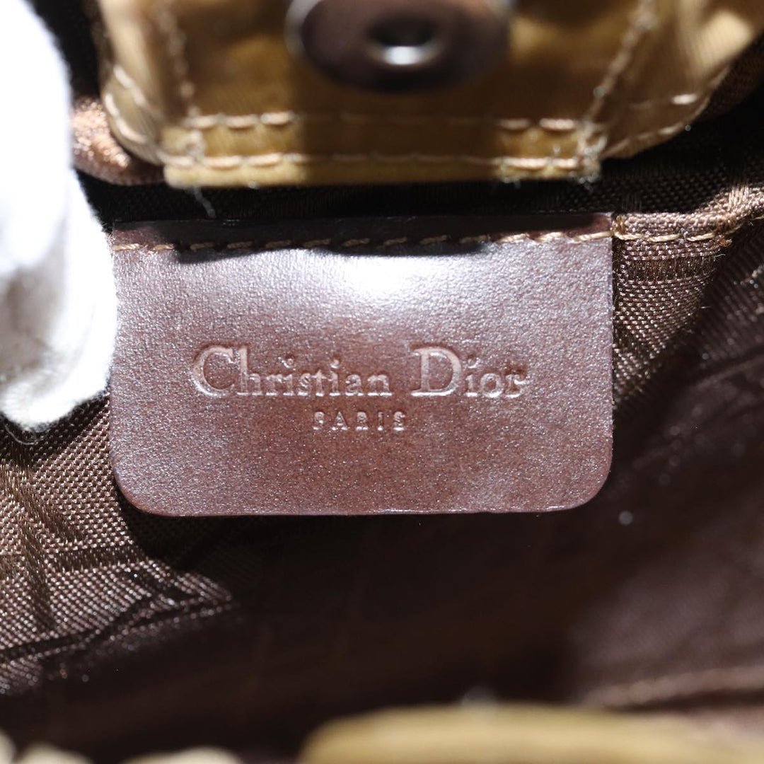 CHRISTIAN Top quality Dior Maris Pearl Hand Bag Nylon Beige Auth 76363