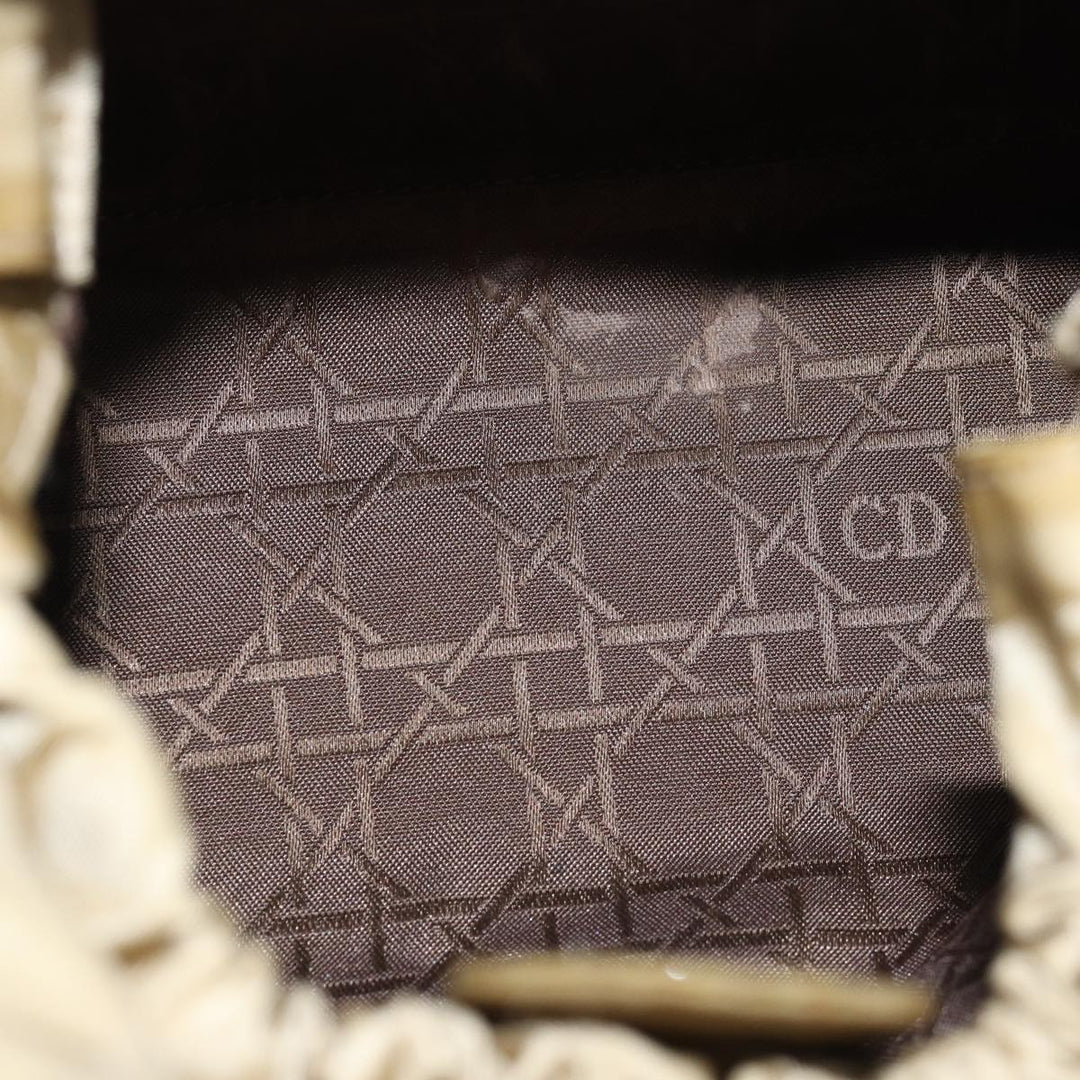 CHRISTIAN Top quality Dior Maris Pearl Hand Bag Nylon Beige Auth 76363