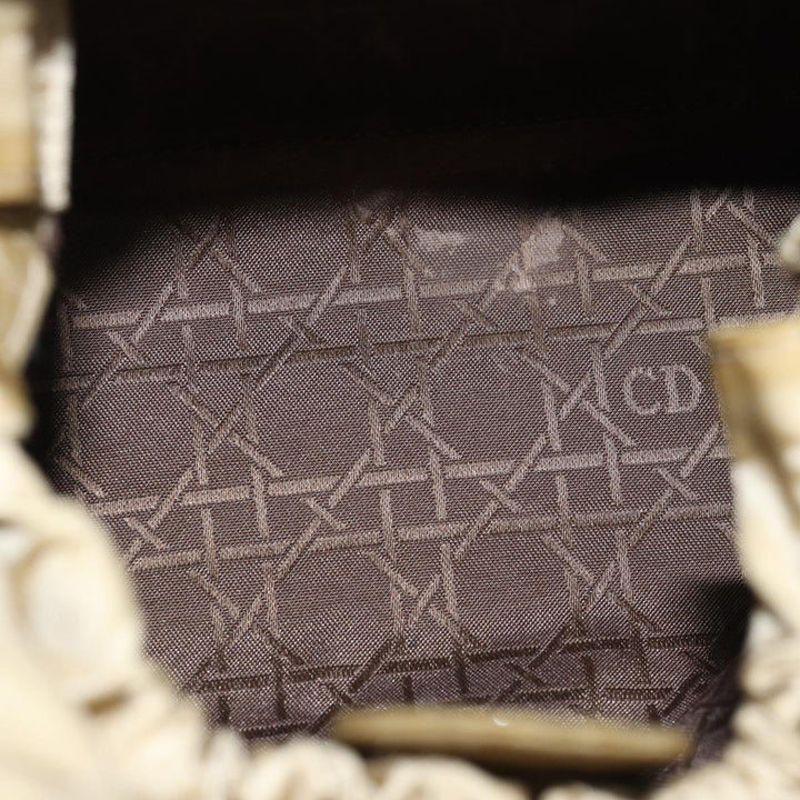 CHRISTIAN Top quality Dior Maris Pearl Hand Bag Nylon Beige Auth 76363