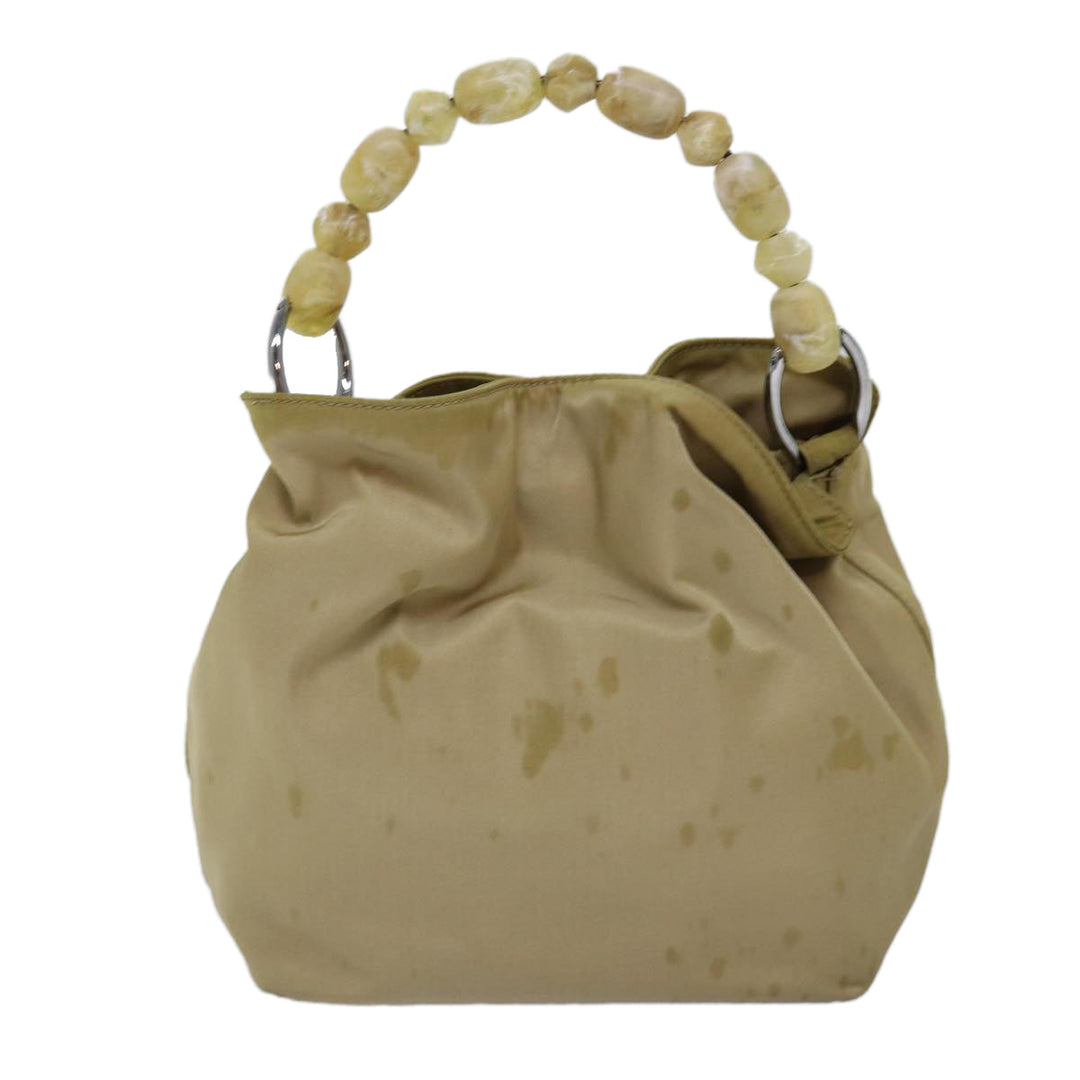 CHRISTIAN Top quality Dior Maris Pearl Hand Bag Nylon Beige Auth 76363
