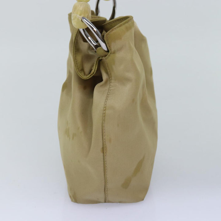 CHRISTIAN Top quality Dior Maris Pearl Hand Bag Nylon Beige Auth 76363